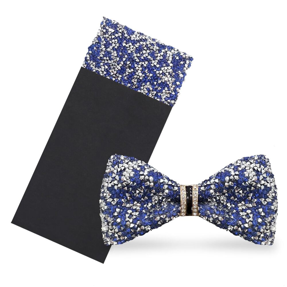 2550 Sparkle Bow Tie Set, Pre-tied Rhinestone Bow Tie and Prefolded Pocket